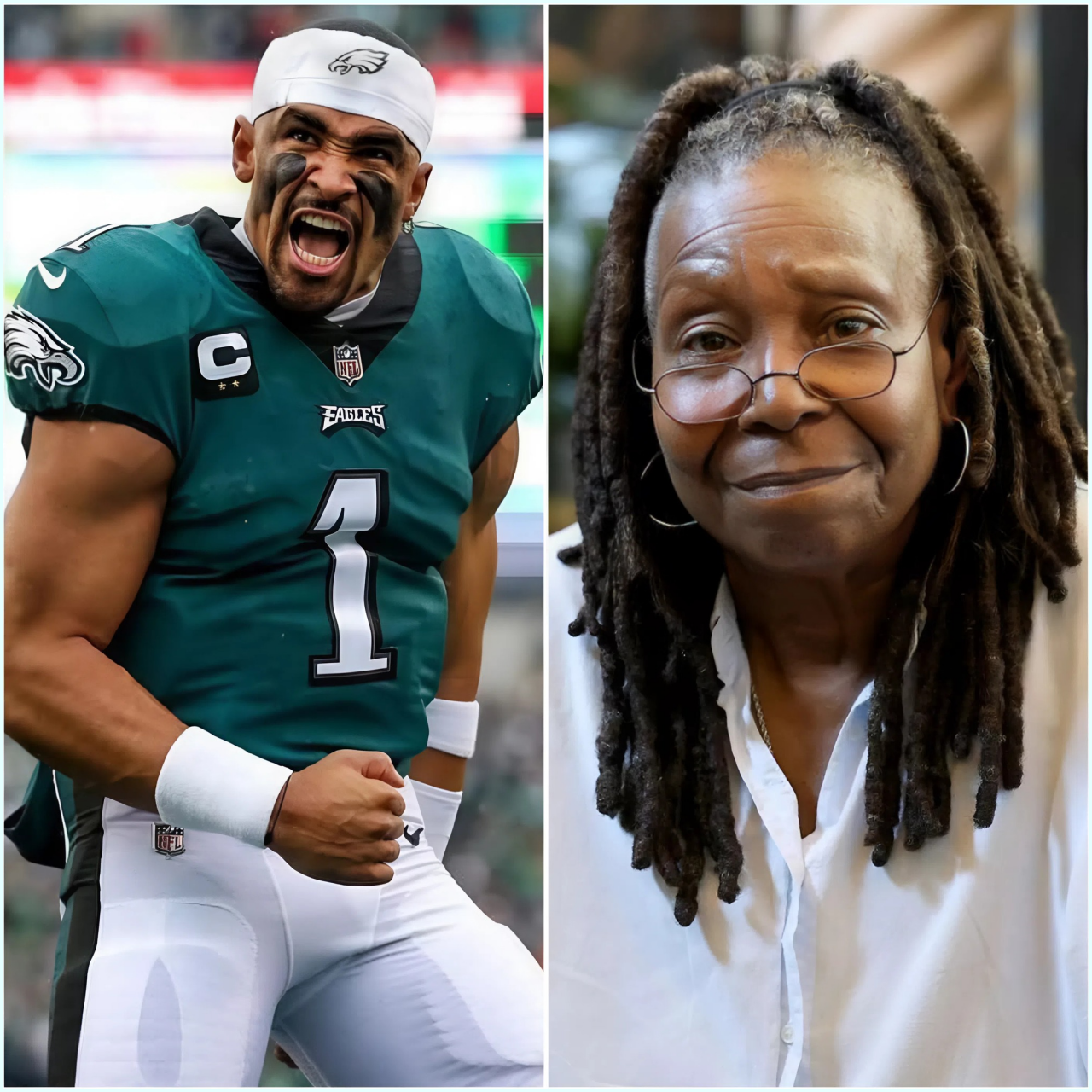 BREAKING : Once the NFL’s golden boy, now a courtroom contender — Jalen Hurts has ignited a media firestorm by filing a stunning $50 million lawsuit against The View and veteran co-host Whoopi Goldberg. The Philadelphia Eagles’ Super Bowl-winning quarterback accuses the daytime talk show of orchestrating an “on-air ambush” to tarnish his name, vowing to make them answer for what he calls a public humiliation.-vut